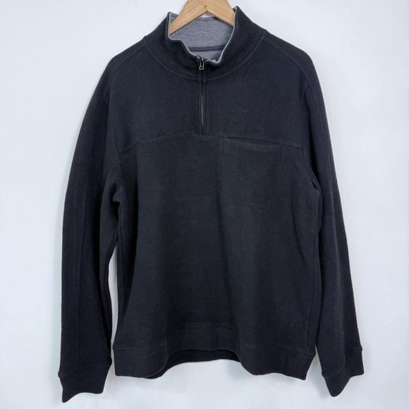 Toad&Co Mens Large Black Wool Blend Quarter Zip Pullover Sweater Midweight NWT - Picture 2 of 8